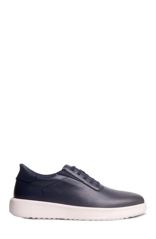 Marc Joseph New York Harbor Road Hands Free Technology Lightweight Leather Perforated Sneaker In Blue