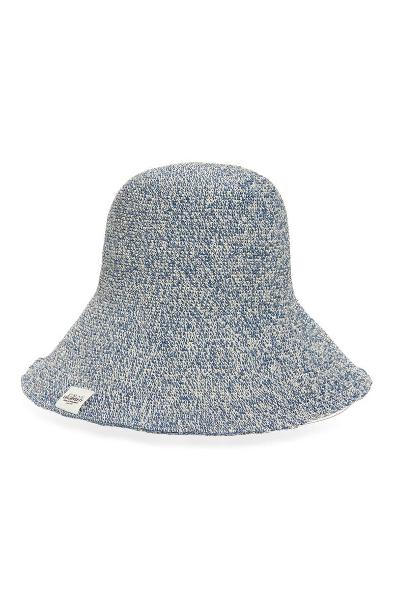 Logo Patch Foldable Straw Bucket Hat, Main, color, LIGHT BLUE