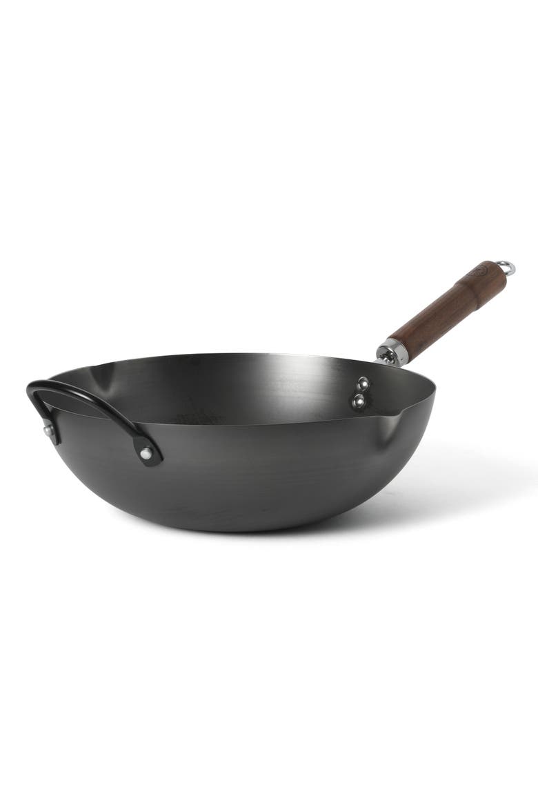 Chisholm 13.5-Inch Carbon Steel Nonstick Flat Bottom Wok, Alternate, color, Black