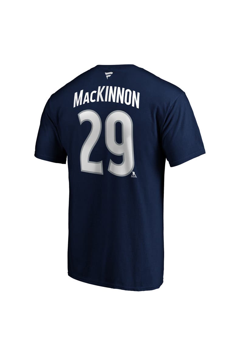 Men's Fanatics Branded Nathan MacKinnon Navy Colorado Avalanche Authentic Stack Name & Number T-Shirt, Alternate, color, Navy