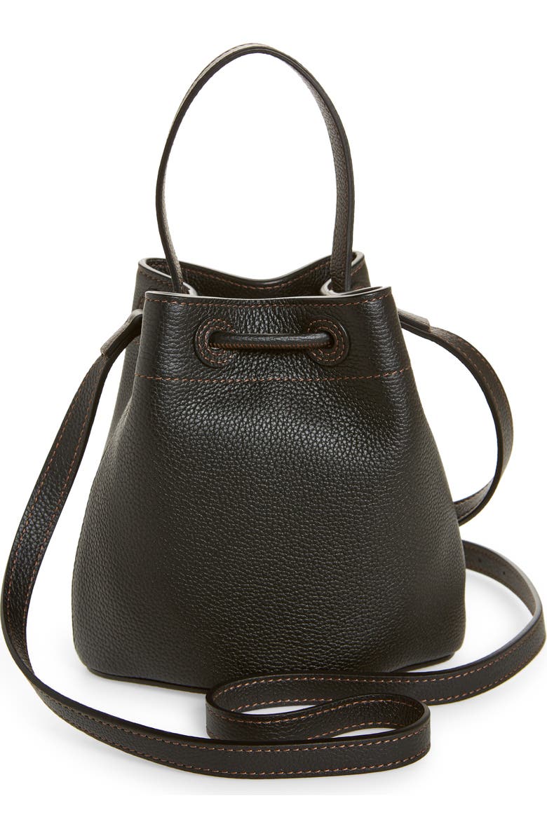 Burberry Large Monogram Leather Drawstring Bucket Bag, Alternate, color,