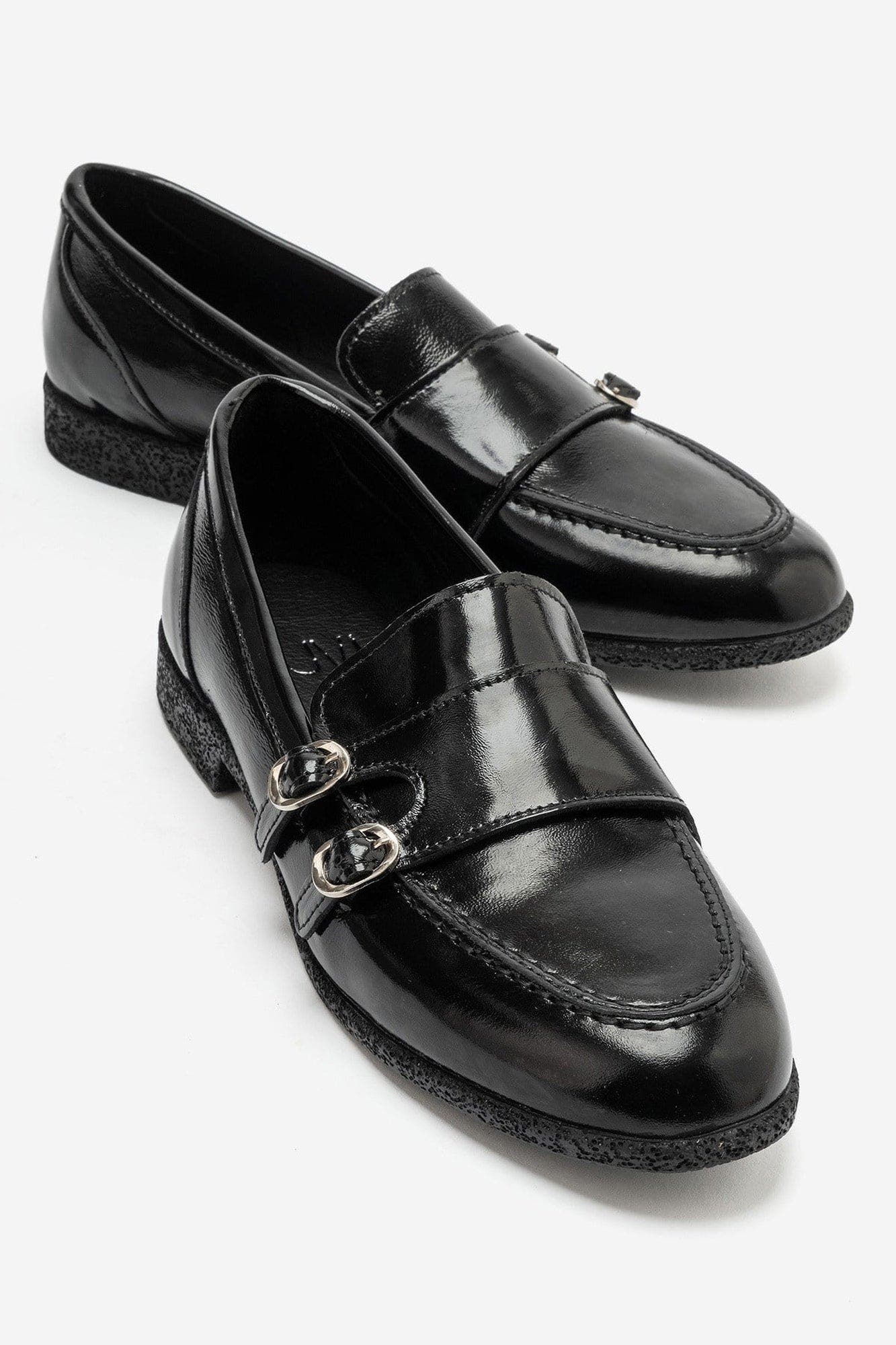 Daly Leather Buckle Loafer, Alternate, color, Black Patent