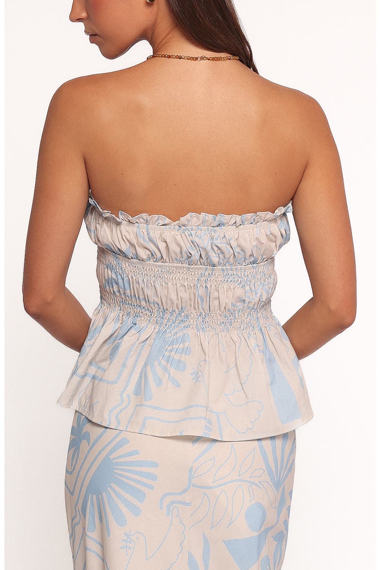 Elena Mixed Print Cotton Strapless Top, Alternate, color, BLUE SOLEIL