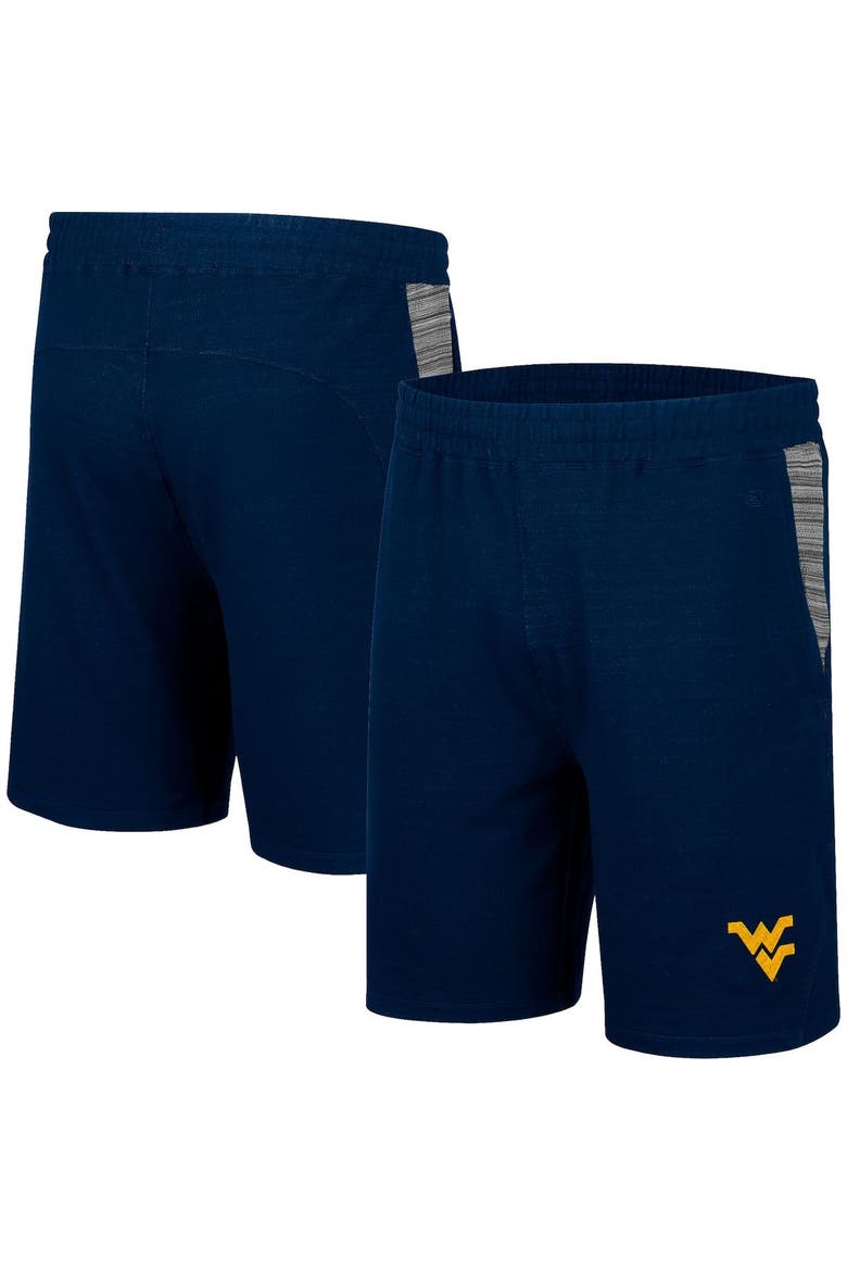 Men's Colosseum Navy West Virginia Mountaineers Wild Party Tri-Blend Shorts, Main, color, Navy
