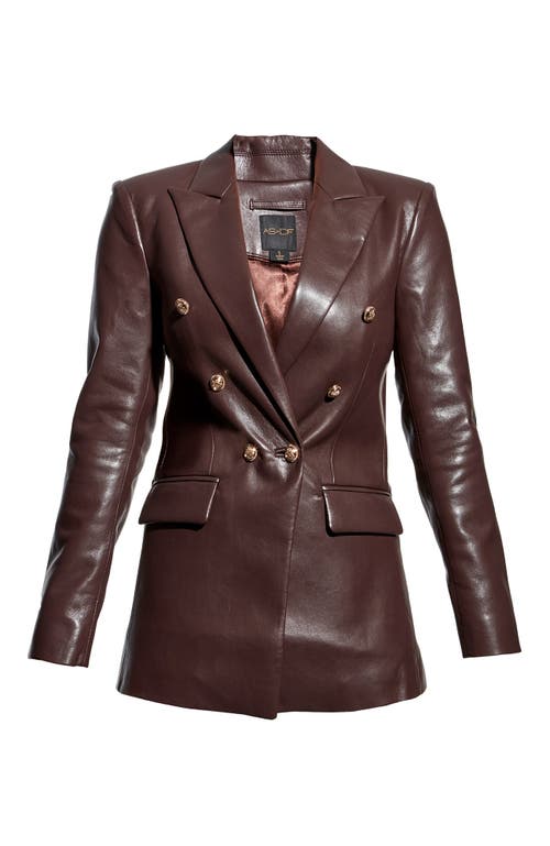 As By Df Beck Recycled Leather Double-breasted Blazer In Mahogany