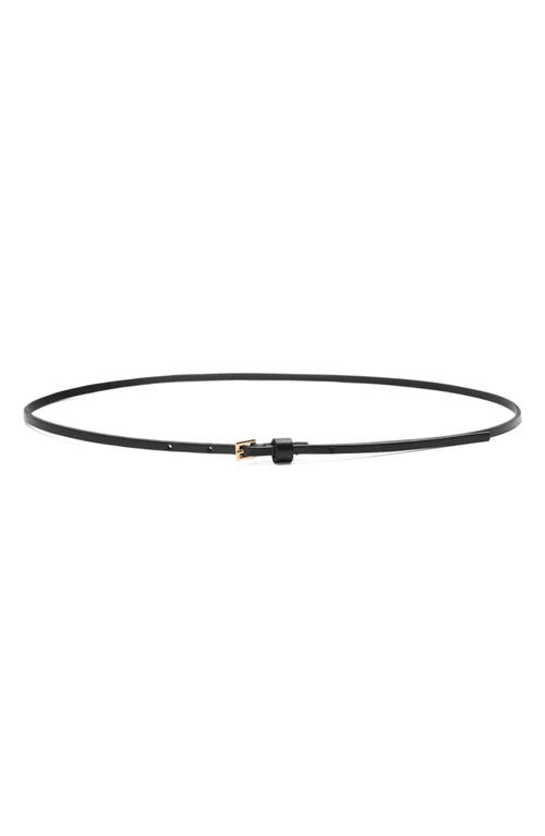 Mango Mini Leather Belt In Black