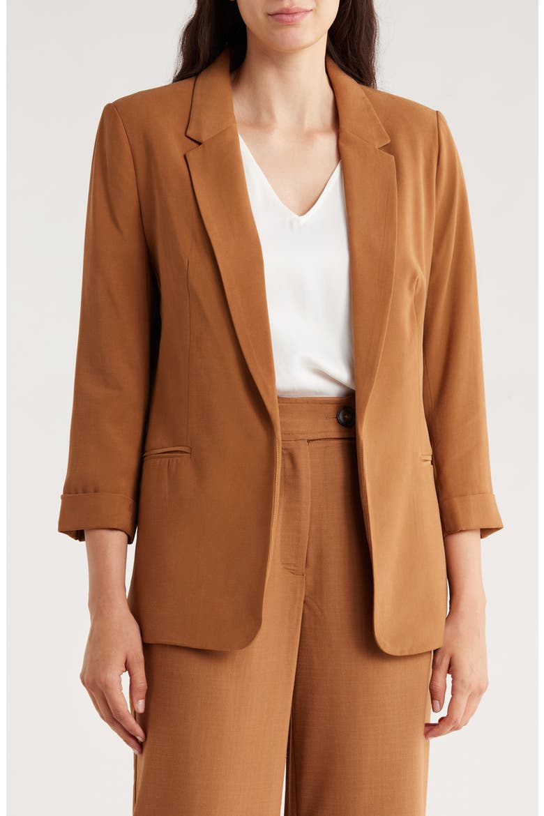 Open Boyfriend Blazer, Main, color, HAZELNUT