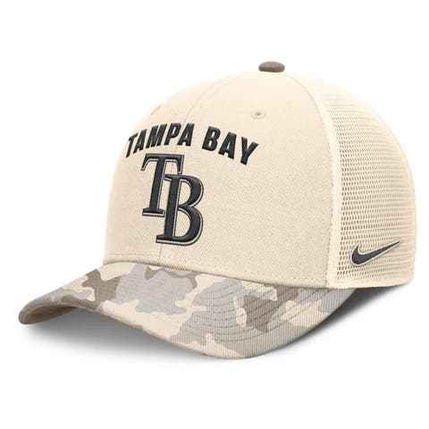 Men's Nike Natural Tampa Bay Rays Camo Natural Pack Rise Adjustable Trucker Hat