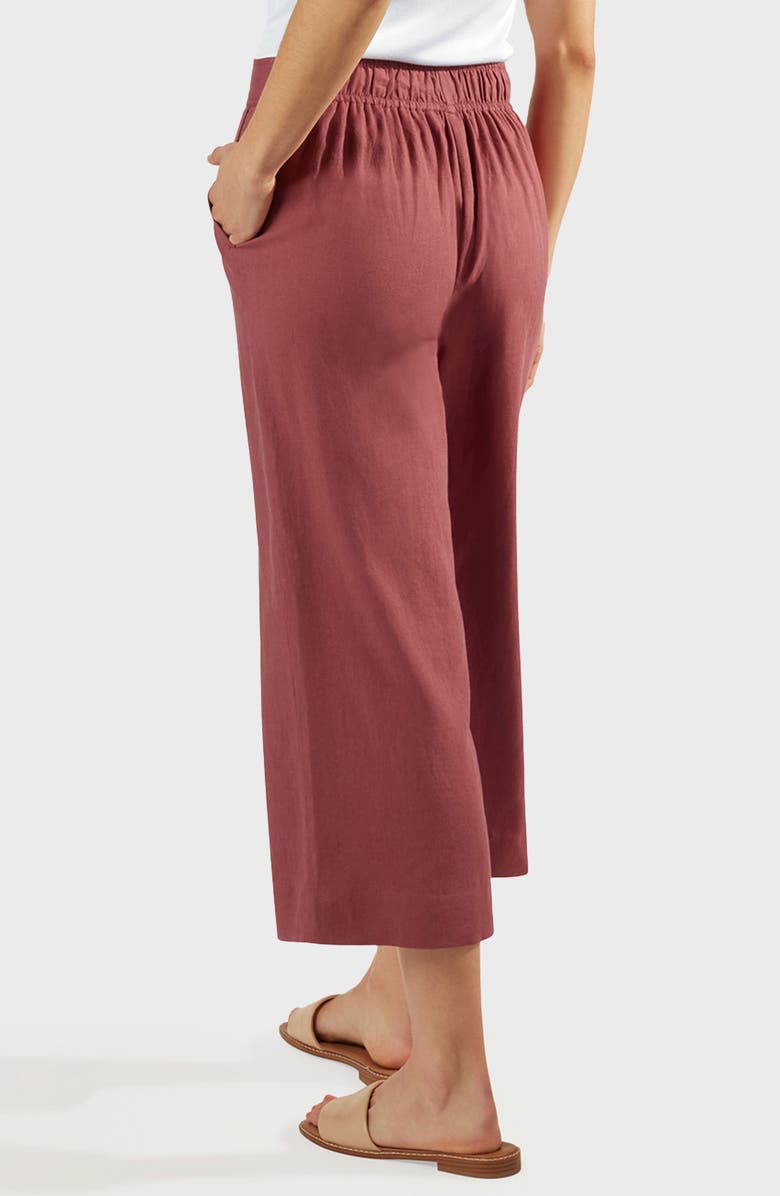 matty m. Magnolia Linen Blend Culottes, Alternate, color, Rosewood