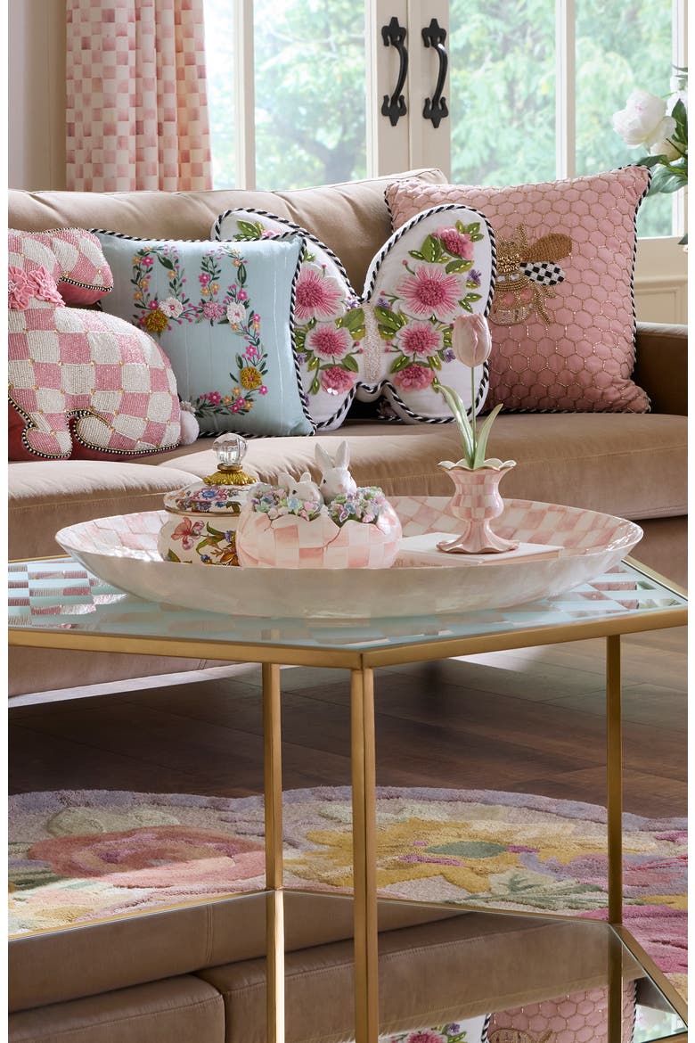 Rosy Check Capiz Decorative Bowl, Alternate, color, ROSY