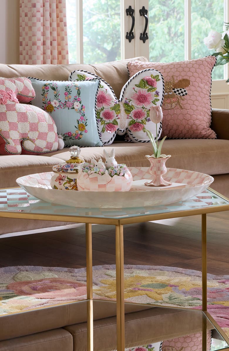 MACKENZIE CHILDS Rosy Check Capiz Decorative Bowl, Alternate, color, Rosy