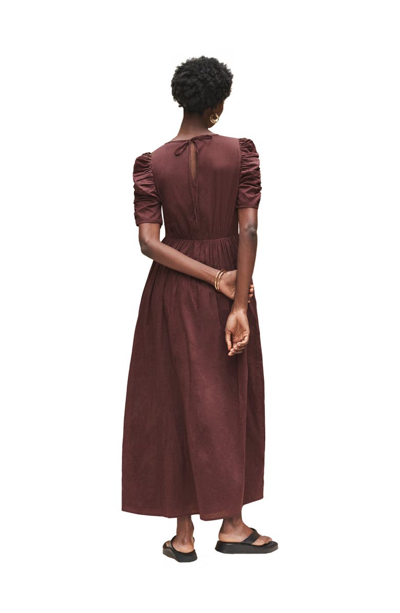 Ro&Zo Cotton Puff Sleeve Midi Dress, Alternate, color, Chocolate