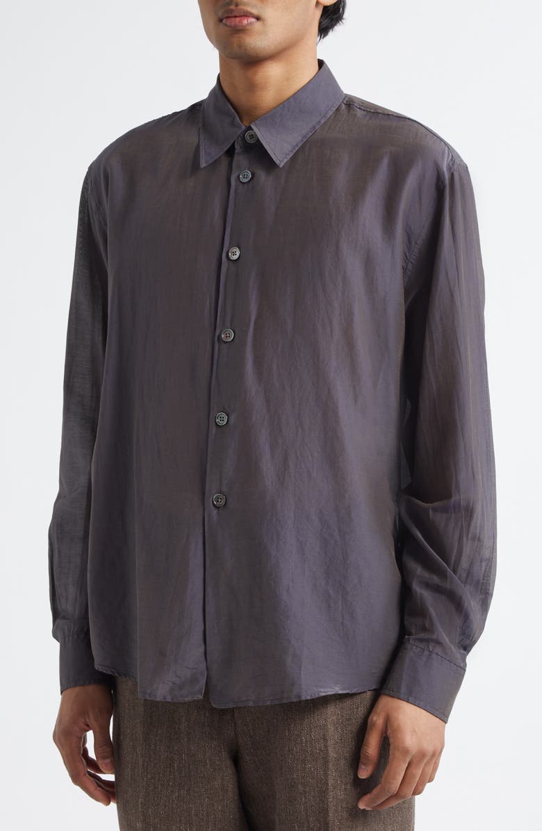 OUR LEGACY Beyond Semisheer Cotton & Silk Button-Up Shirt, Alternate, color, Charcoal Bordeaux Cotton Silk
