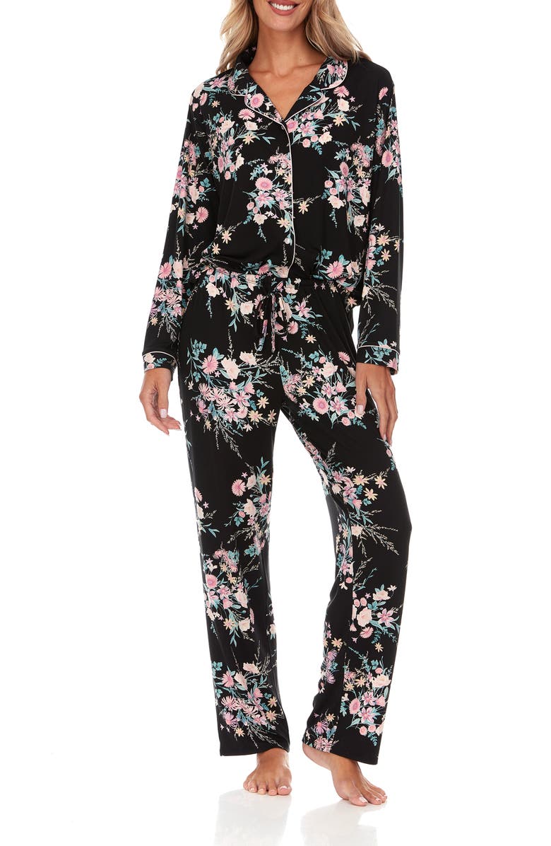 Flora Nikrooz Lindsey Floral Long Sleeve Top & Pants Pajamas, Alternate, color,