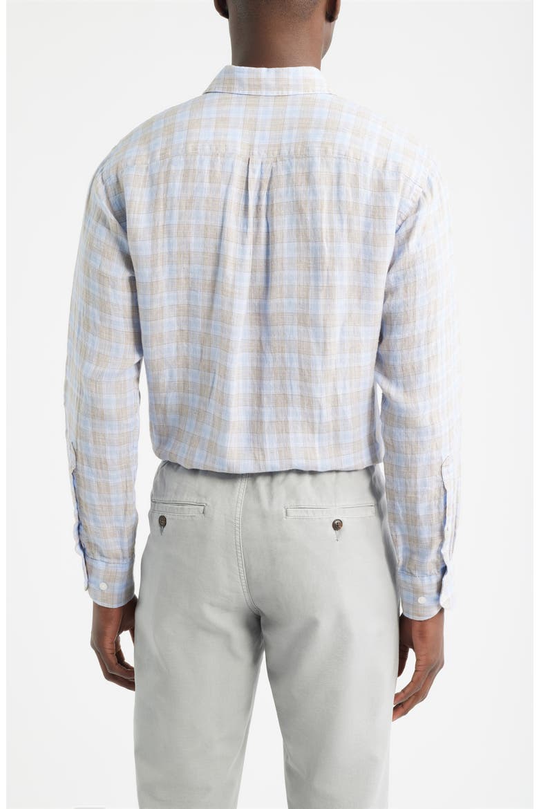 Milo Check Linen Button-Up Shirt, Alternate, color, CLOUDY BLUE