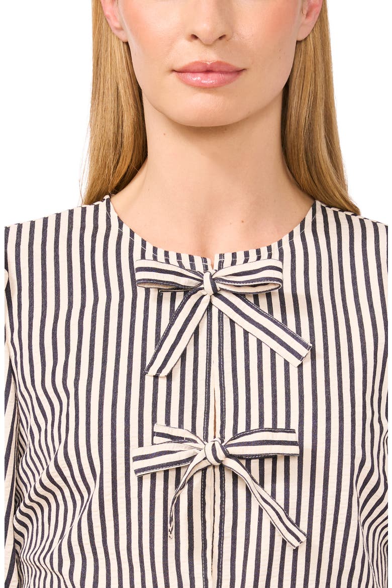 Stripe Bow Front Cotton Peplum Top, Alternate, color, CLASSIC NAVY