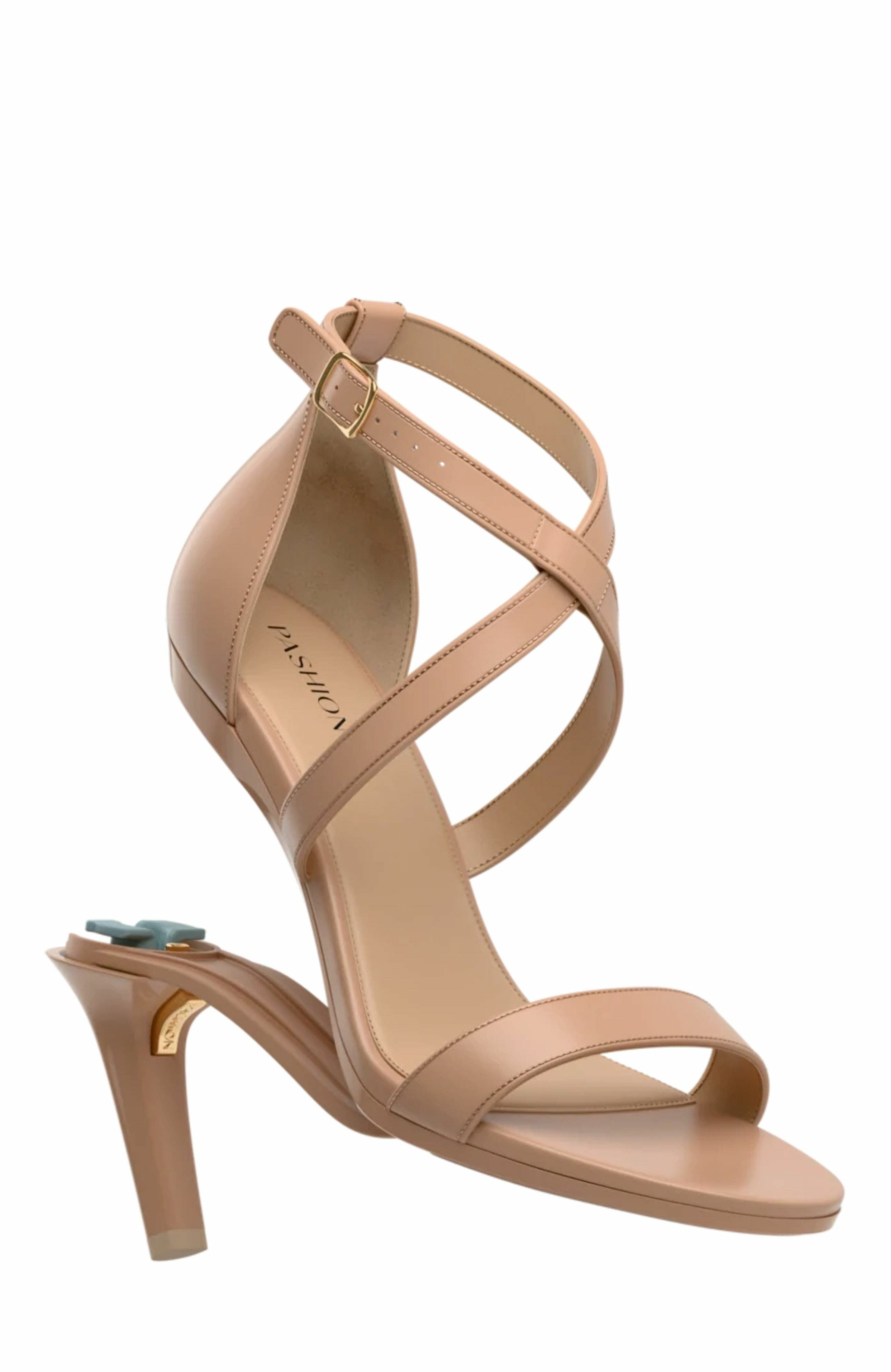 Pashion Footwear The Sandal 4" Stiletto Heel, Alternate, color, Latte Leather