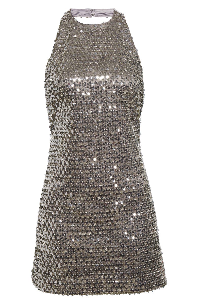Ramy Brook Eva Sequin Halter Minidress, Alternate, color, Platinum Sequin