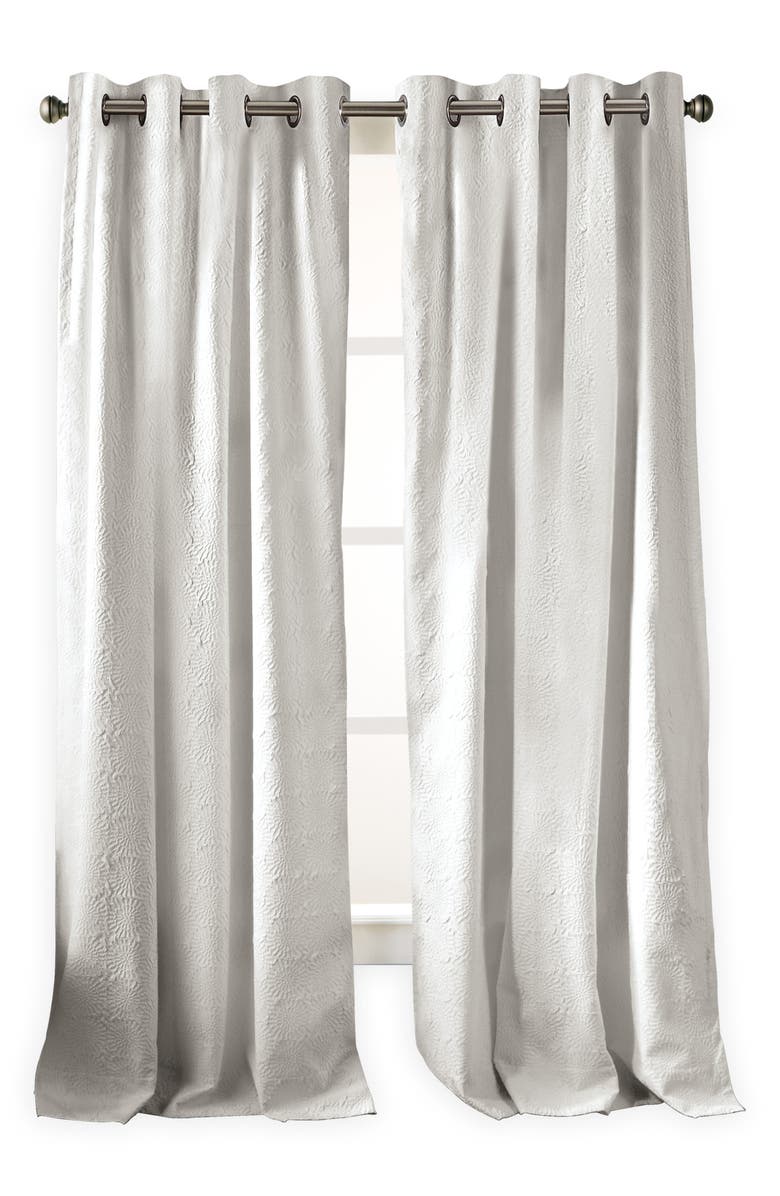 DKNY Chrysanthemum Floral Grommet Curtains, Main, color, White