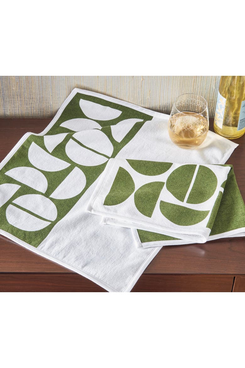 Knoll Terry Bar Towel Set of 2 Green Multi Cotton 19 x 16 in, Alternate, color, Green