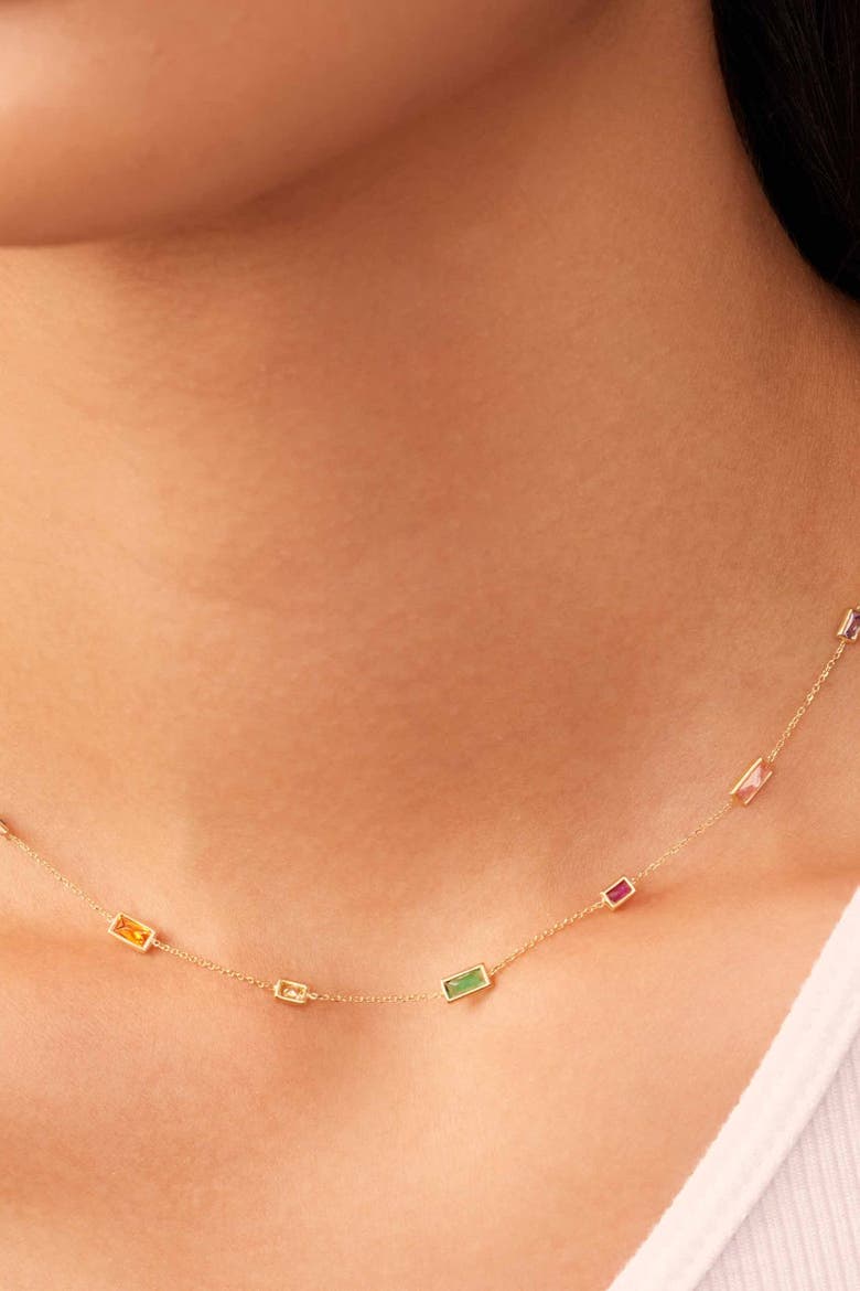 14K Gold Fresco Station Necklace, Alternate, color, Multicolor Zirconia