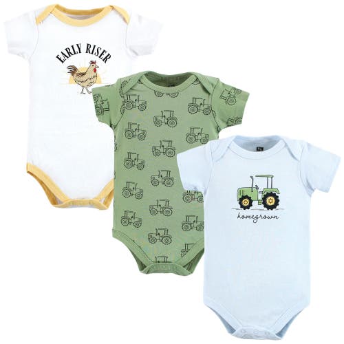 Hudson Baby Soft Cotton Bodysuit Triple Pack In Red
