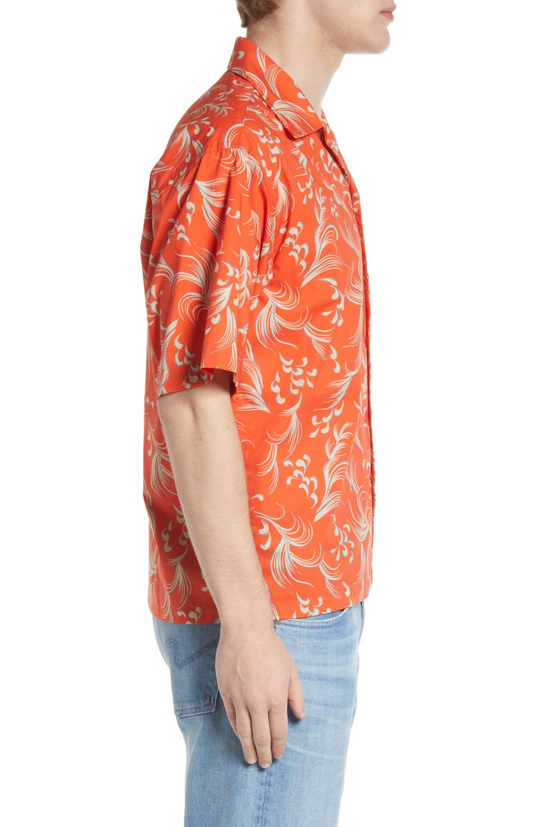 John Elliott Short Sleeve Cotton Button-Up Camp Shirt, Alternate, color, 