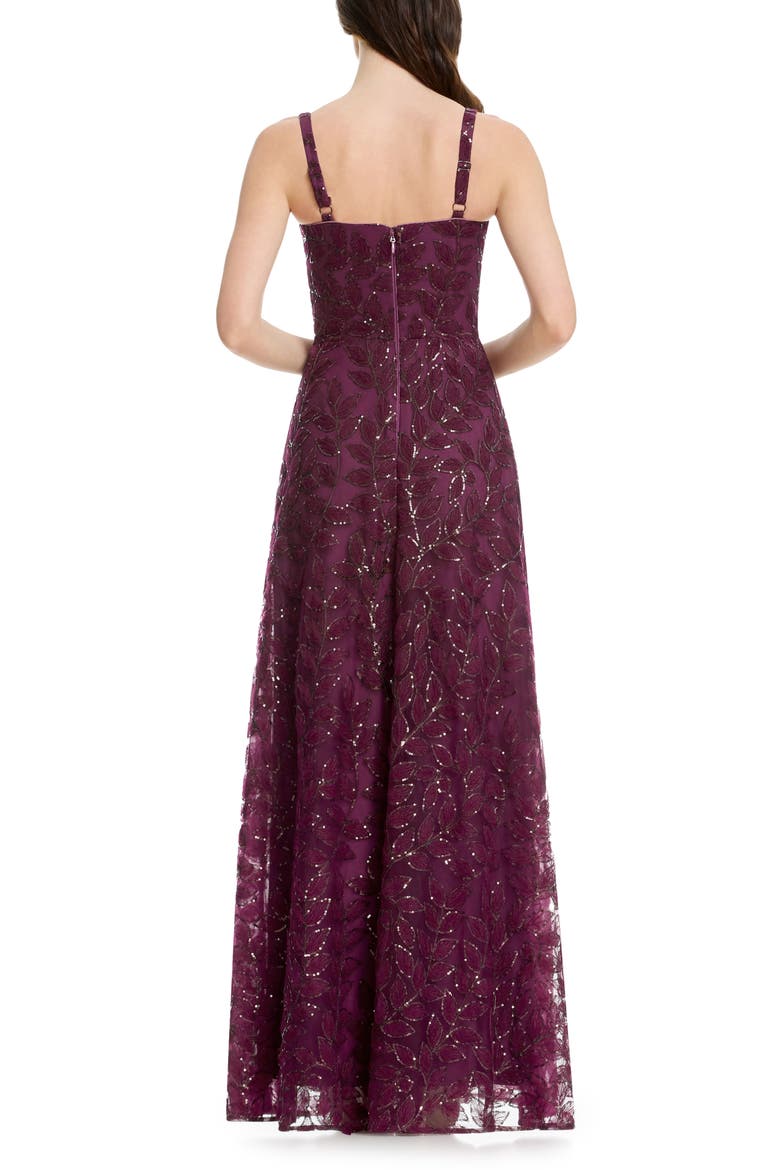 Piper Sequin Embroidered Gown, Alternate, color, DARK CHERRY