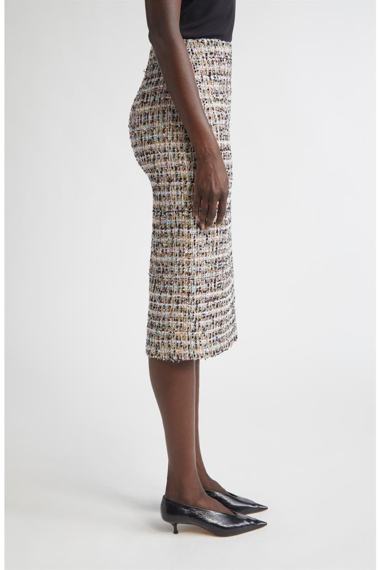 Metallic Tweed Pencil Skirt, Alternate, color, AQUA/ BLACK