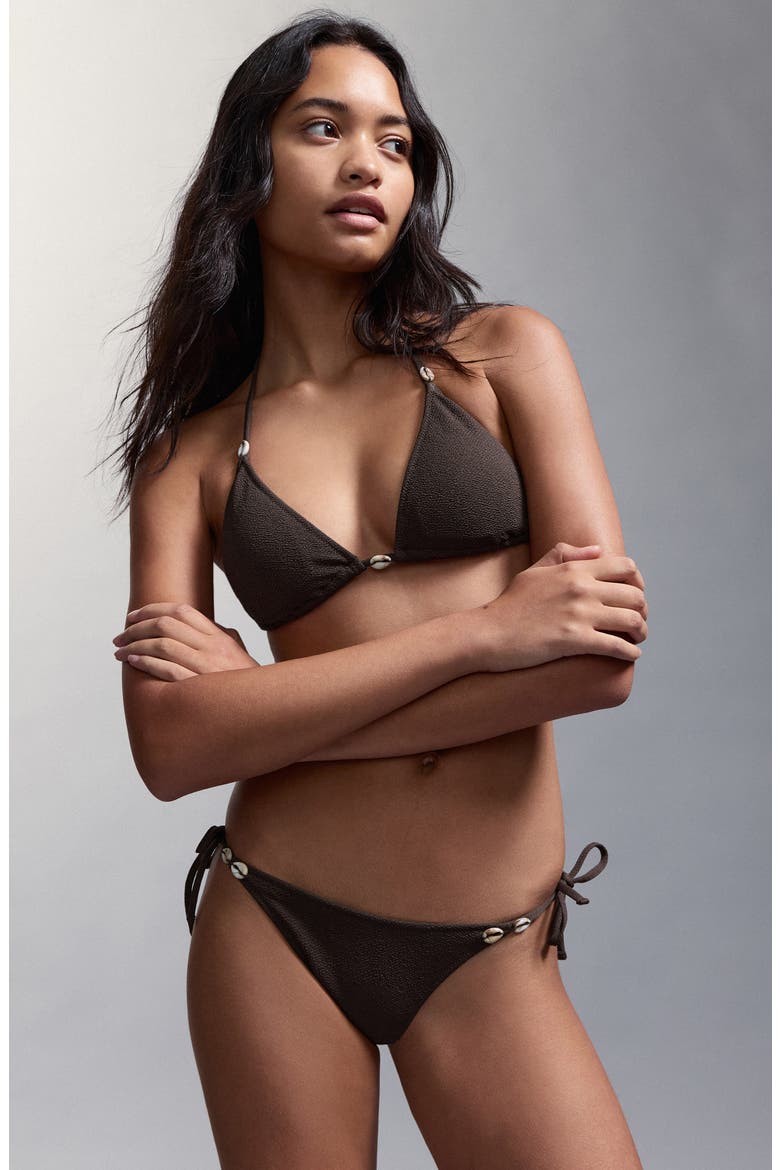 Shells Textured Two-Piece Swimsuit, Alternate, color, BROWN