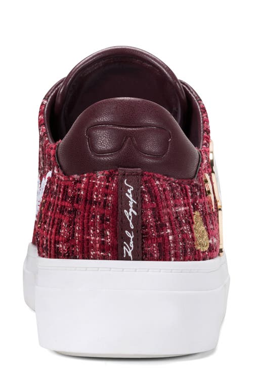 Karl Lagerfeld Paris Cate Pin Logo Low Top Sneaker In Burgundy