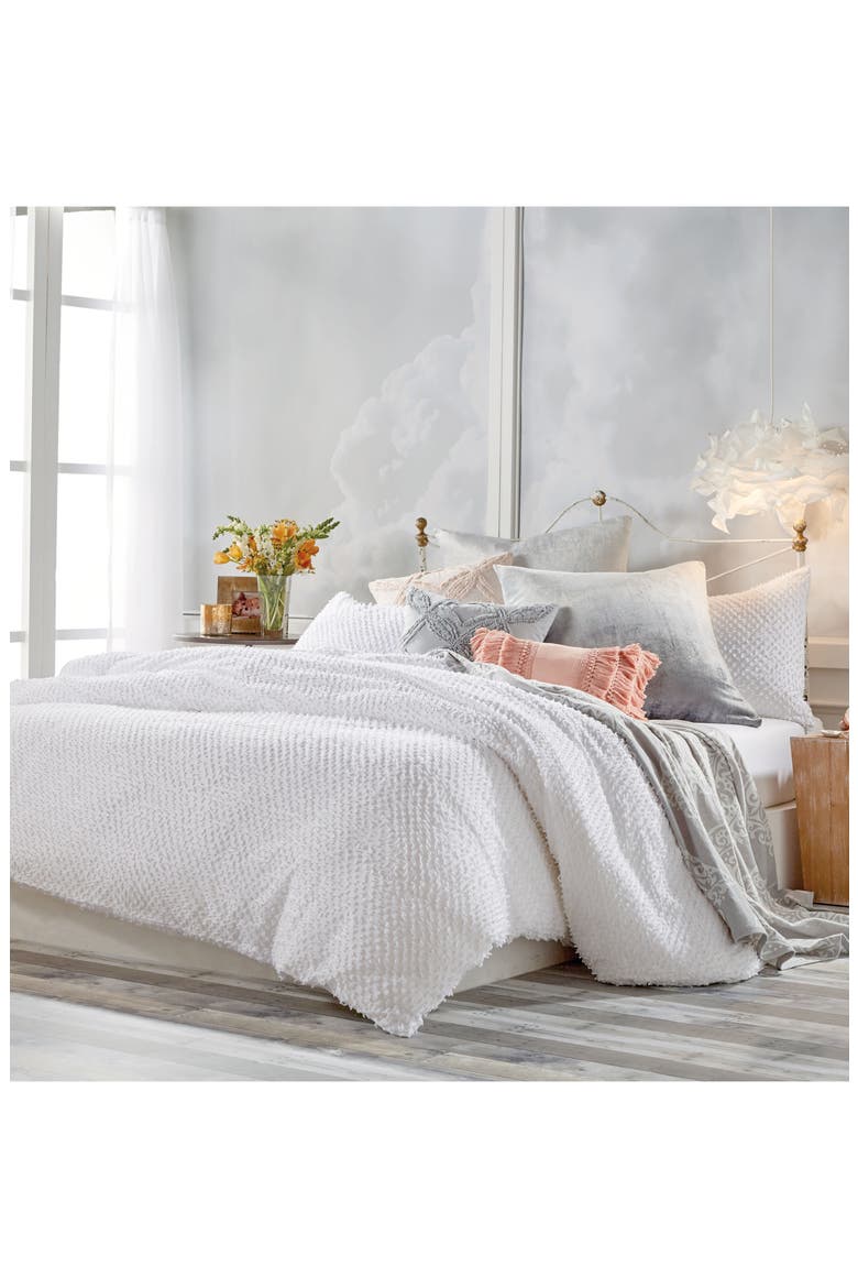 Dot Fringe Duvet Cover, Alternate, color, WHITE