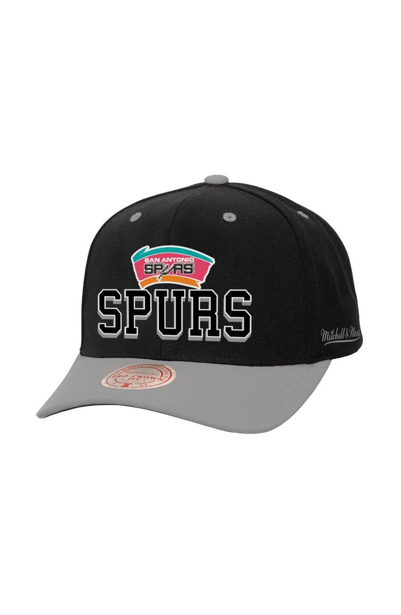 Mitchell & Ness Men's Mitchell & Ness Black/Silver San Antonio Spurs Backside Script 2-Tone Pro Crown Adjustable Hat, Main, color, Black