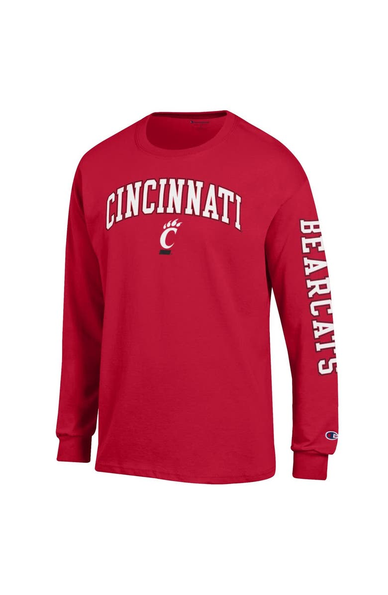 Champion Men's Champion Red Cincinnati Bearcats Arch Over Logo 2-Hit Long Sleeve T-Shirt, Alternate, color, Red