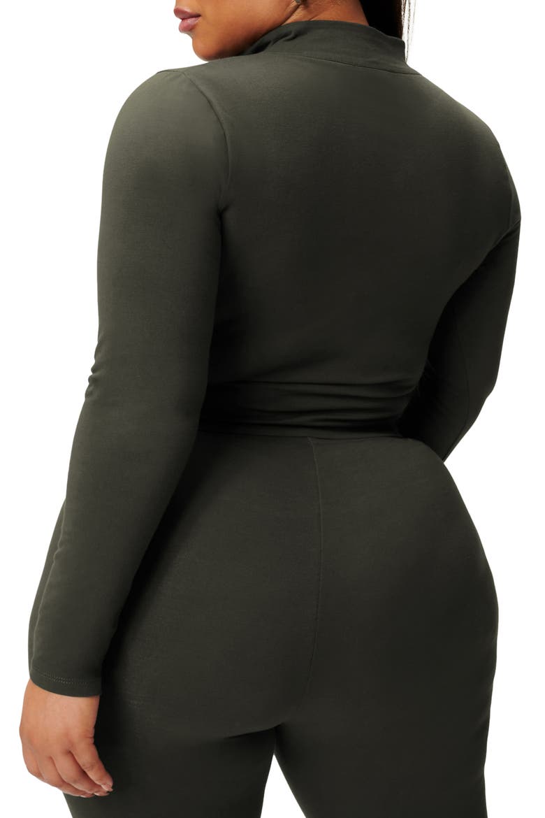 Zip Mock Sleeve Top, Alternate, color, INK001