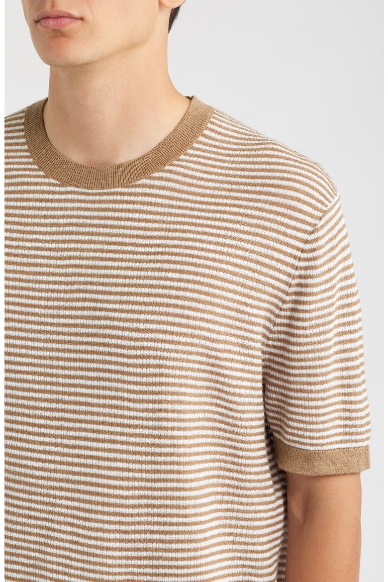 Kolben Stripe Linen & Cotton Blend T-Shirt, Alternate, color, FRESH KHAKI/ WINTER IVORY
