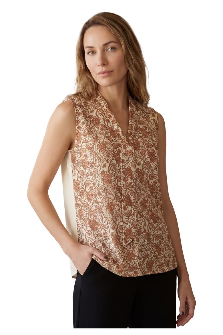 Uptown Sleeveless Tie Neck Blouse, Main, color, COGNAC LACE