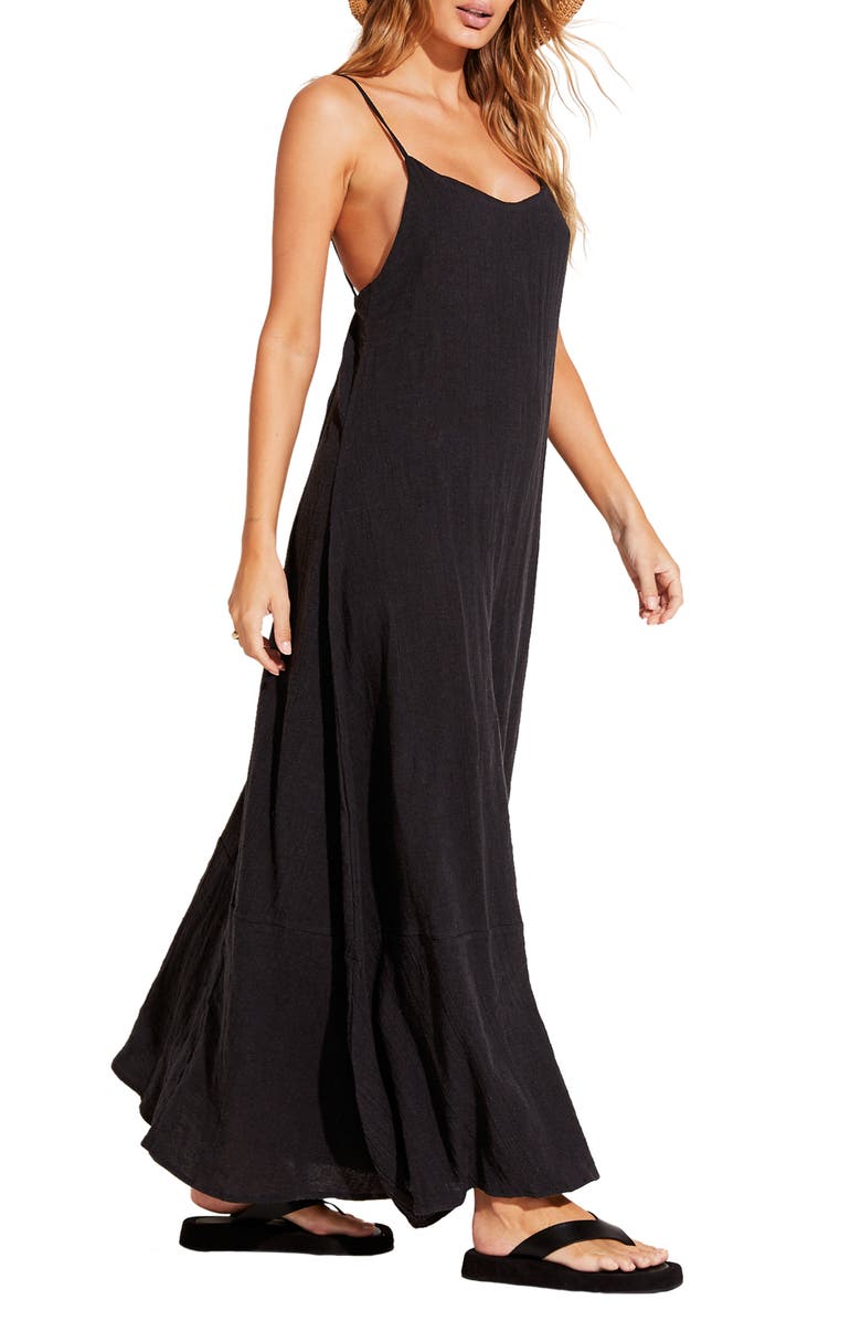 Vitamin A<sup>®</sup> Mari Crinkle Linen & Cotton Cover-Up Dress, Alternate, color, 