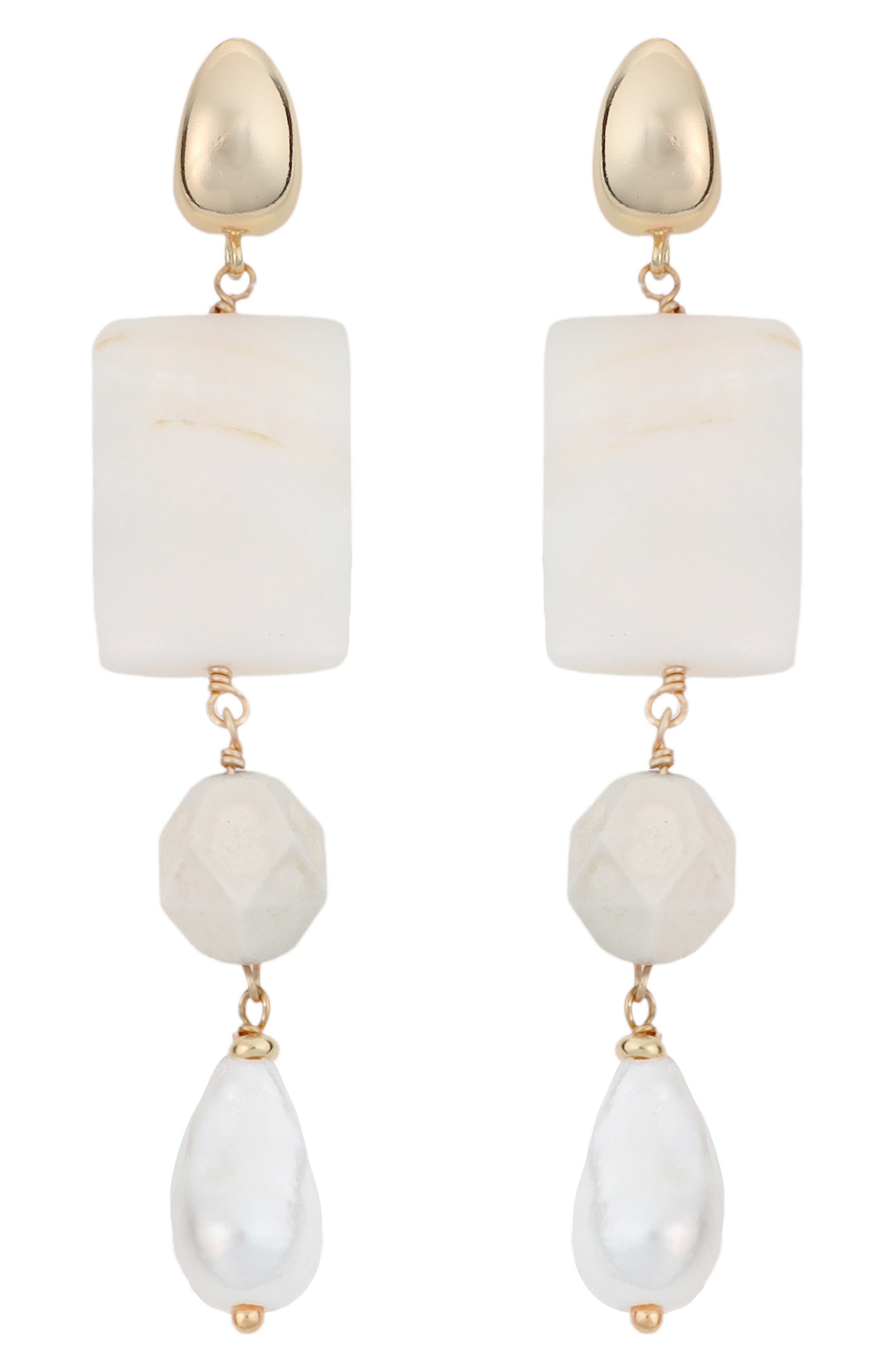 Panacea Cultured Pearl & Crystal Linear Drop Earrings
