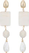 Panacea Cultured Pearl & Crystal Linear Drop Earrings