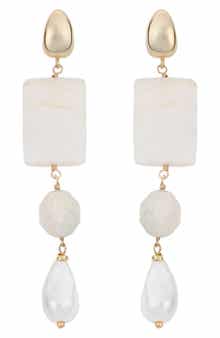 Cultured Pearl & Crystal Linear Drop Earrings