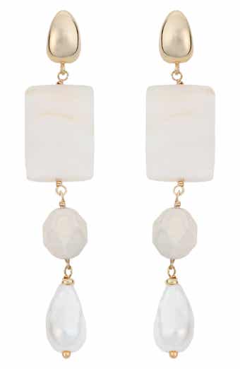 Cultured Pearl & Crystal Linear Drop Earrings