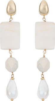Panacea Cultured Pearl & Crystal Linear Drop Earrings