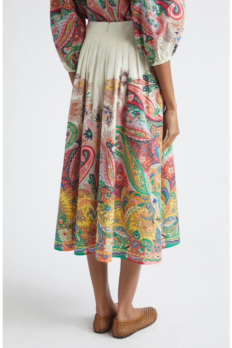 Paisley Pleated Cotton Voile Midi Skirt, Alternate, color, PRINT ON WHITE BASE
