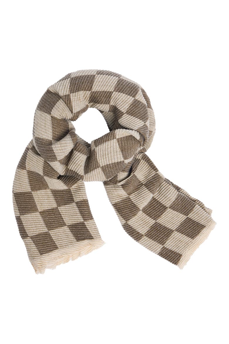 Fringe Checkered Scarf, Alternate, color, GREEN/BEIGE
