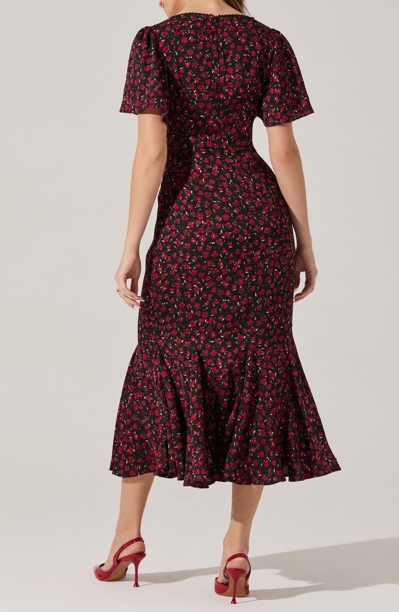 ASTR the Label Sara Floral Short Sleeve Dress, Alternate, color, Black Red Floral