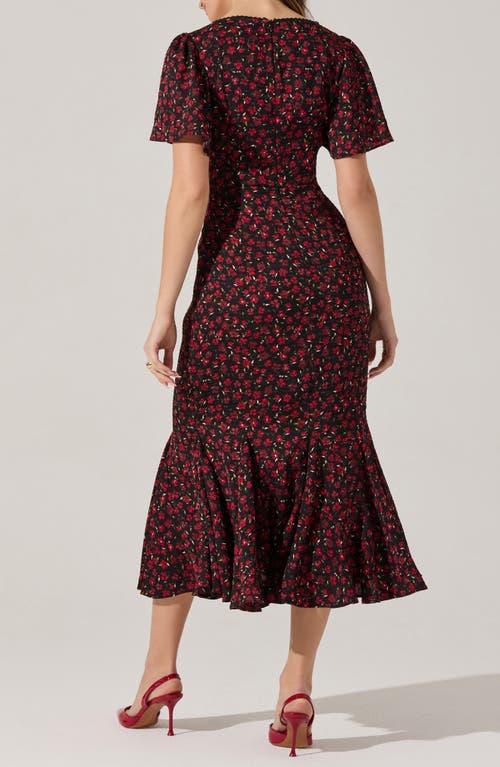 Astr The Label Sara Floral Short Sleeve Dress In Red