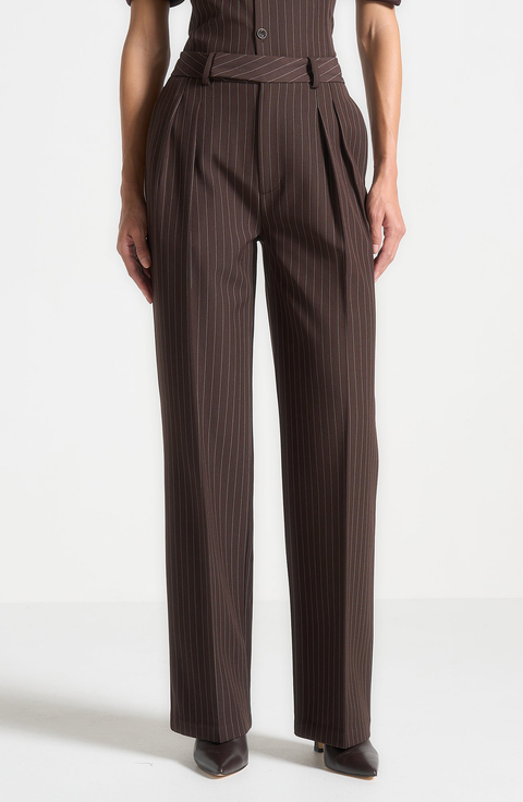 Julie Pinstripe Twin Pleat Tailored Trousers