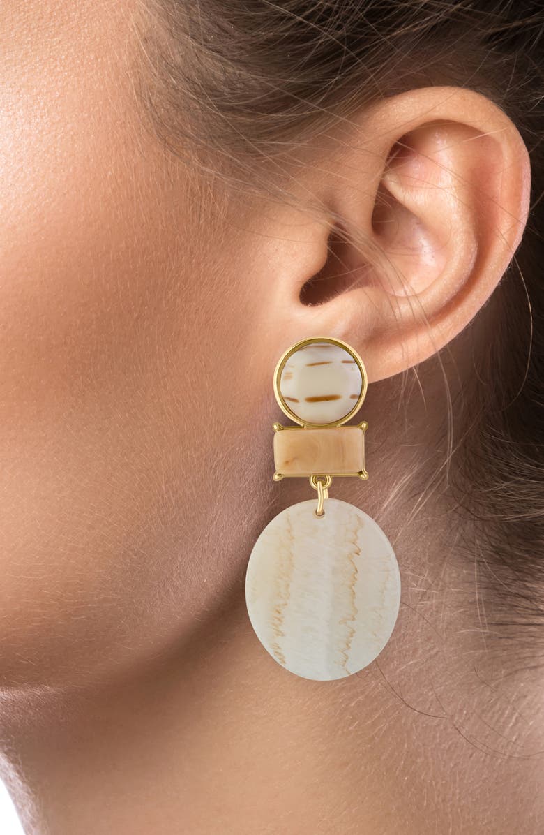 JARDIN Geometric Boho Statement Earrings, Alternate, color, Natural/ Gold