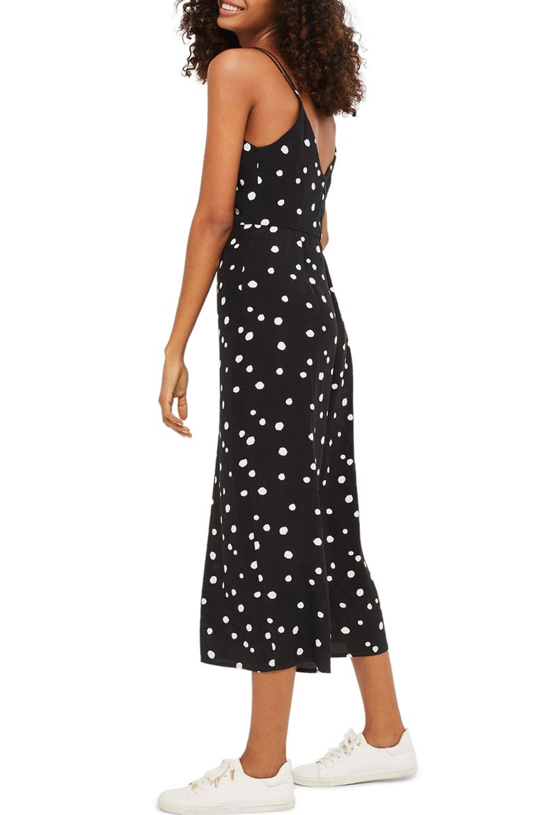 Spot Strappy Culotte Jumpsuit, Alternate, color, BLACK MULTI